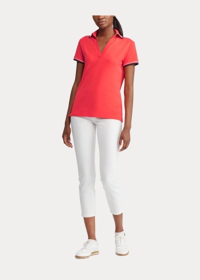 Camisa Ralph Lauren Mujer Rojos - Piqué Short-Sleeve Golf - YFDHI2651